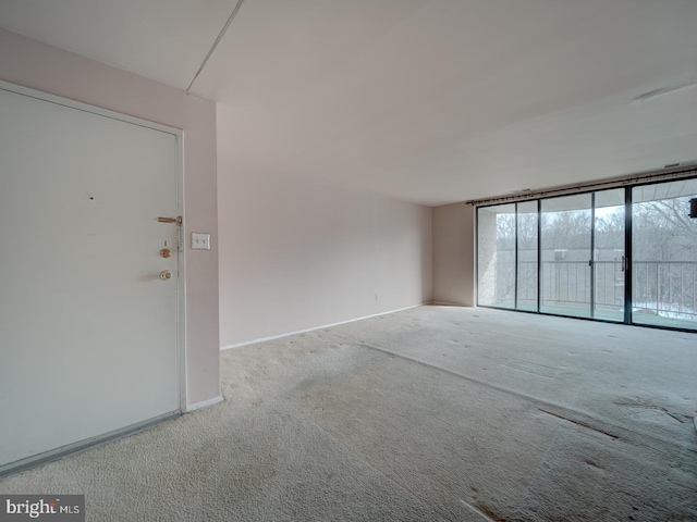 carpeted spare room featuring floor to ceiling windows