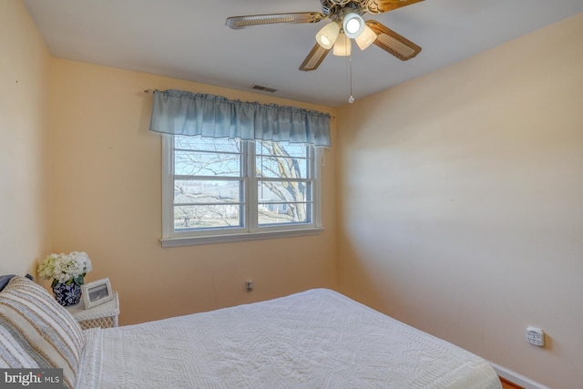 bedroom featuring ceiling fan