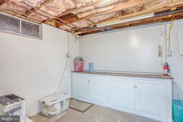 basement with heating unit