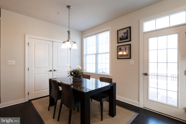 dining space featuring dark hardwood / wood-style flooring