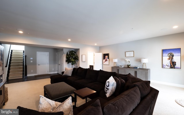 living room with carpet flooring