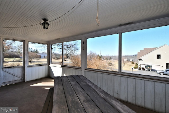 unfurnished sunroom featuring a sauna