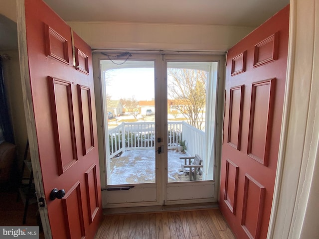 doorway featuring hardwood / wood-style flooring