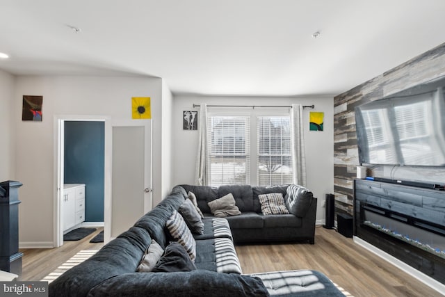 living room with light wood-type flooring