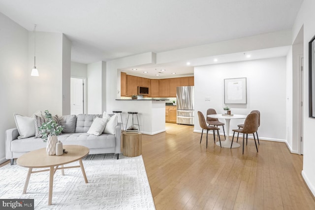 living room with light hardwood / wood-style floors