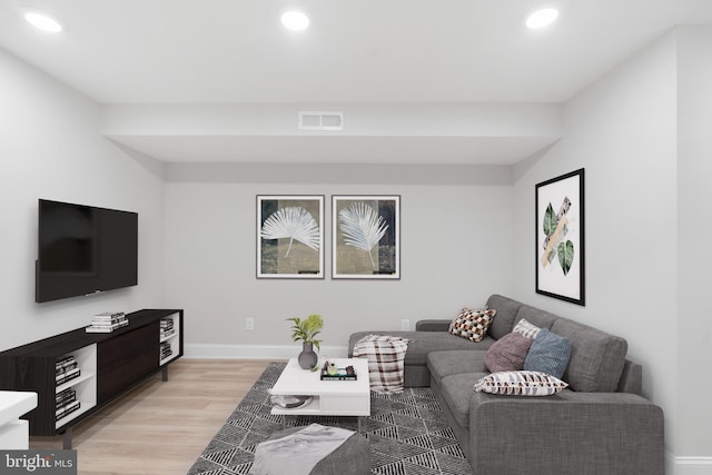 living room with light wood-type flooring