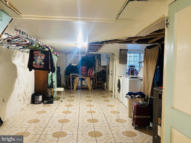 basement with independent washer and dryer