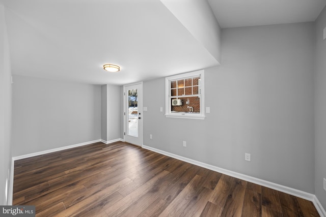 spare room with dark hardwood / wood-style floors