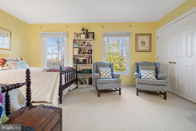 bedroom with a closet and carpet flooring