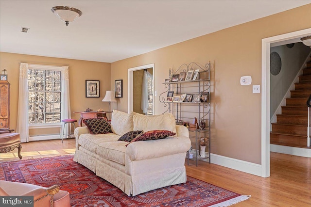 living room featuring wood-type flooring