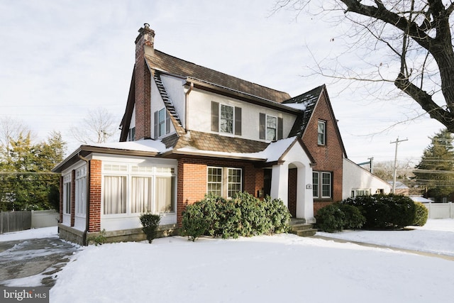 view of snow covered property