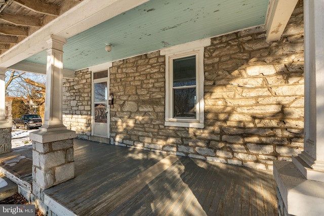 deck featuring covered porch