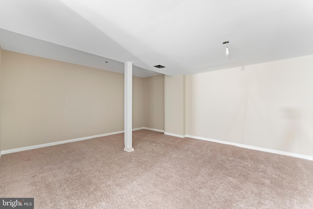 basement featuring carpet