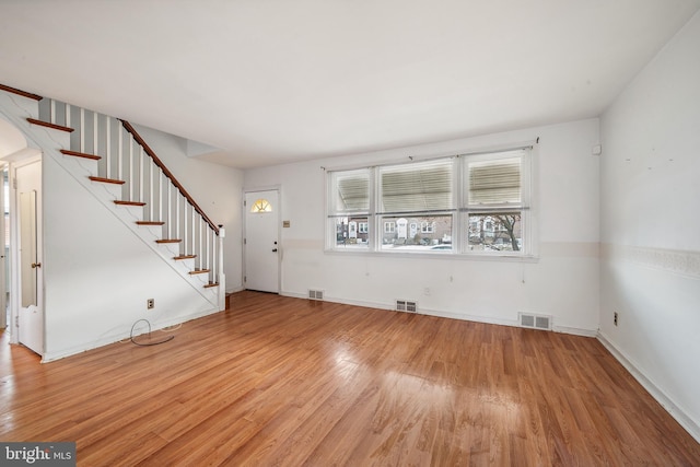 unfurnished living room featuring hardwood / wood-style floors