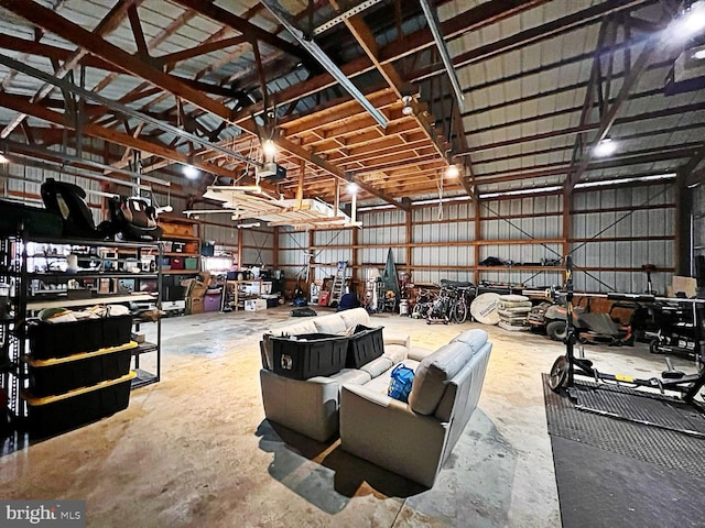 garage featuring metal wall