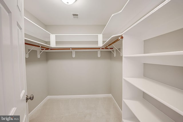 walk in closet with carpet flooring