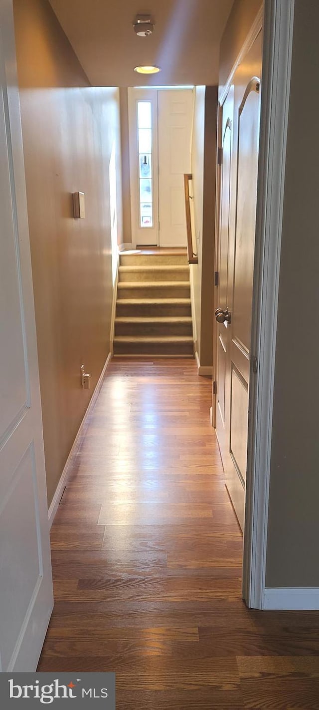 corridor with hardwood / wood-style floors