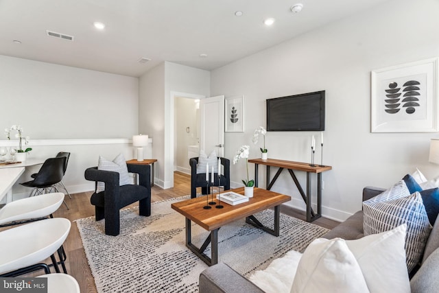 living room featuring light hardwood / wood-style flooring