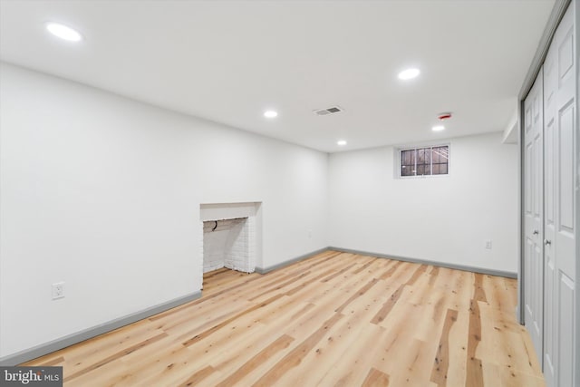 interior space with light hardwood / wood-style flooring