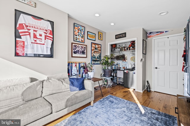 living room with hardwood / wood-style floors