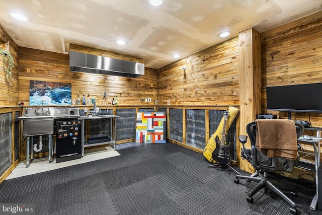 interior space with wood walls