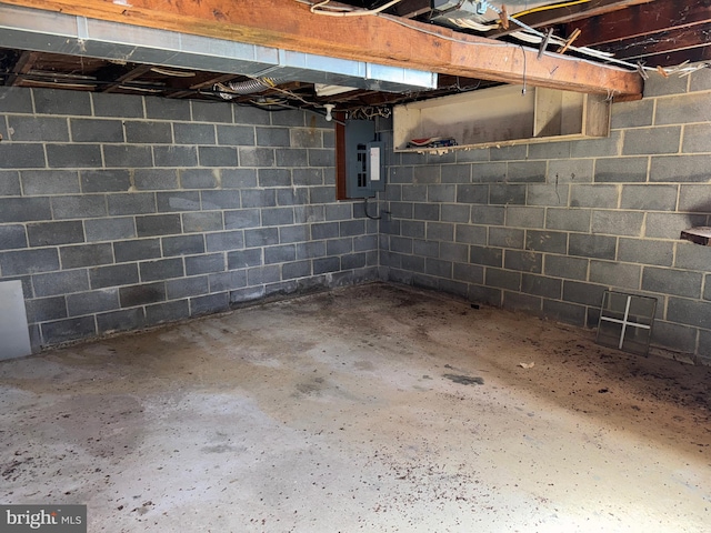 basement with electric panel