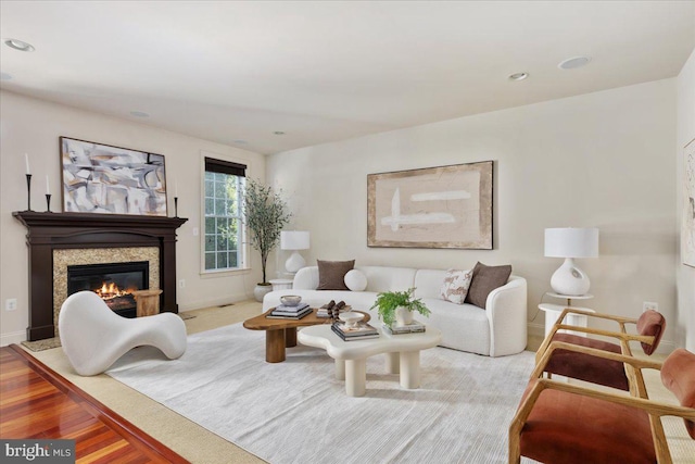 living room featuring hardwood / wood-style flooring