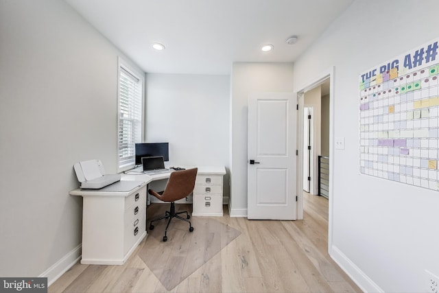 office space featuring light hardwood / wood-style flooring