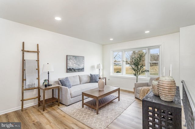 living room with light wood-type flooring