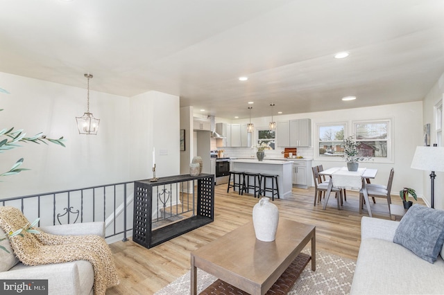 living room with light wood-type flooring