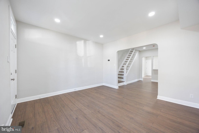 interior space with dark hardwood / wood-style flooring