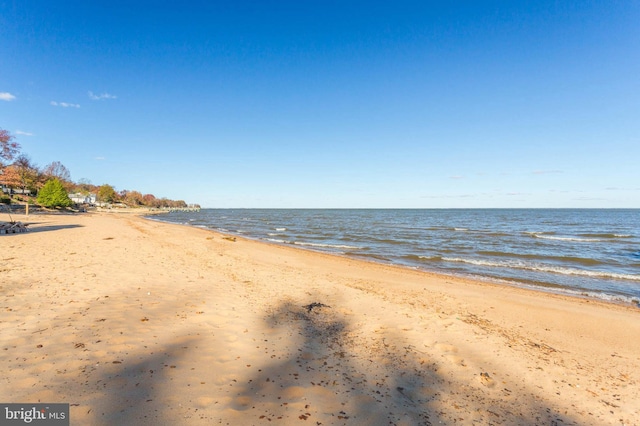 property view of water featuring a view of the beach