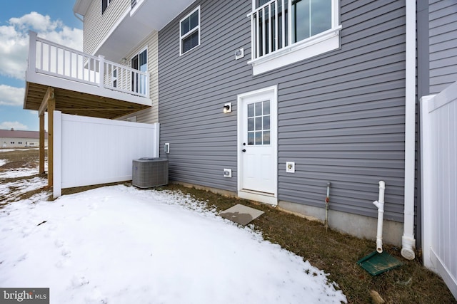 exterior space with central air condition unit