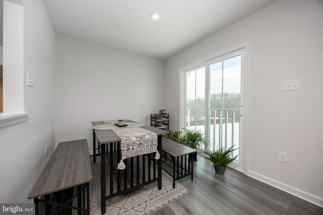 dining area featuring hardwood / wood-style flooring