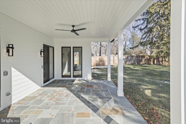 view of patio with ceiling fan