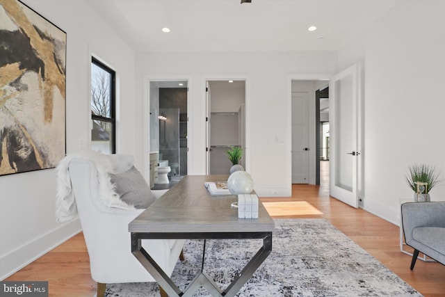 office space featuring light wood-type flooring