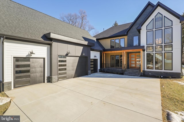 exterior space featuring a garage