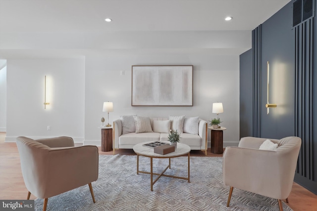 living room featuring light hardwood / wood-style floors