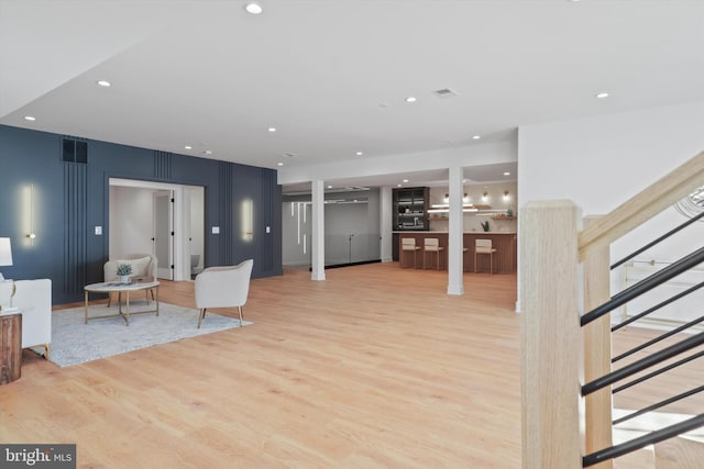 living room featuring light hardwood / wood-style flooring