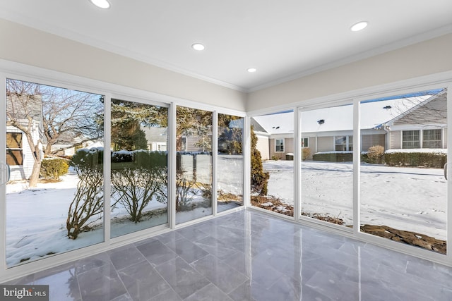 view of unfurnished sunroom