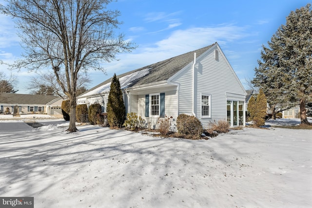 view of snow covered exterior