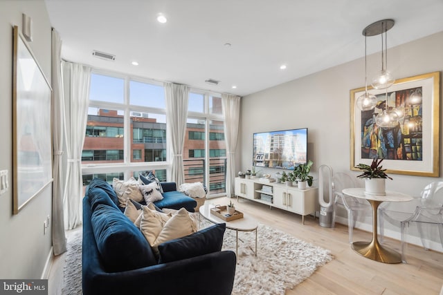 living room featuring light hardwood / wood-style floors