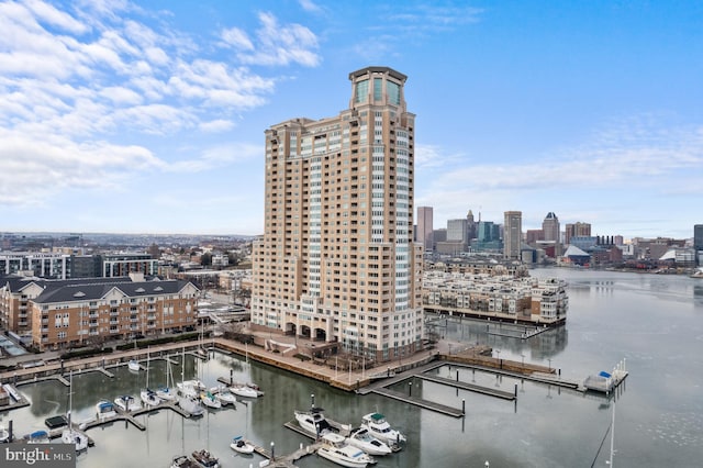 view of city featuring a water view