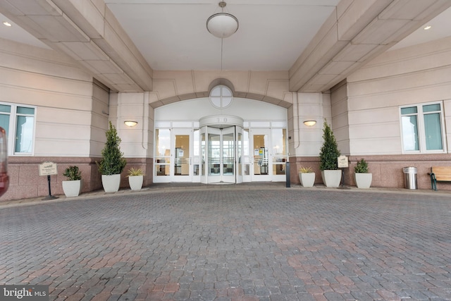 property entrance with french doors