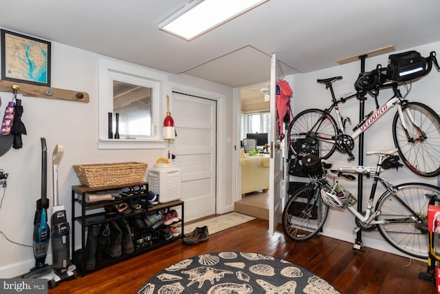 interior space with dark hardwood / wood-style flooring