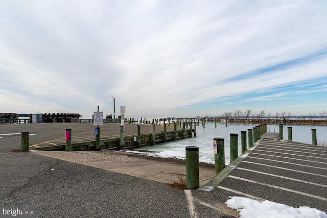 view of dock featuring a water view