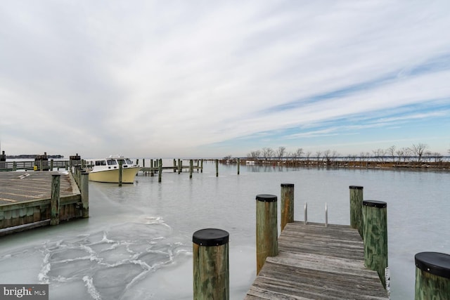 view of dock featuring a water view