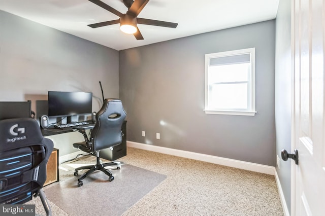 home office with ceiling fan