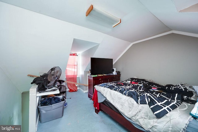 bedroom with vaulted ceiling