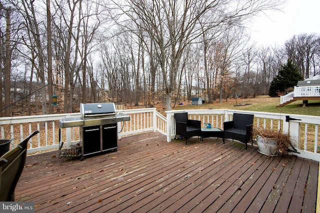 deck featuring area for grilling